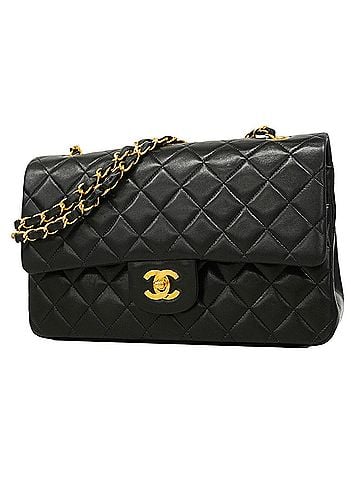 Chanel Chanel Matelassé Shoulder Bag, Double Flap, Chain, Lambskin, Black, Women's (view 1)