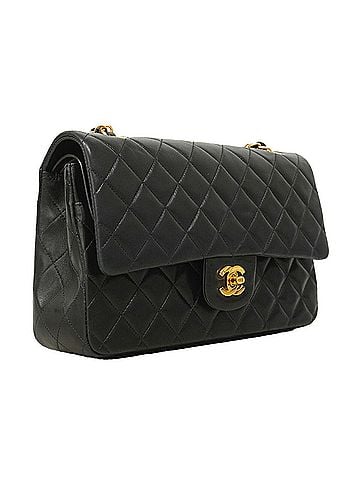 Chanel Chanel Matelassé Shoulder Bag, Double Flap, Chain, Lambskin, Black, Women's (view 2)