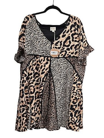 Bibi Mixed Leopard Patchwork Tunic Casual Dress (view 1)