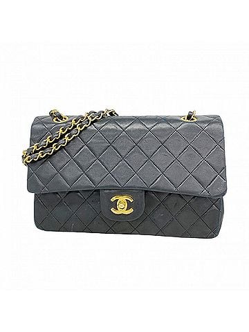Chanel Chanel Matelassé Shoulder Bag, Double Flap, Chain, Lambskin, Black, Women's (view 1)