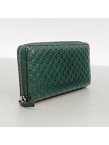 Gucci Gucci long wallet, Microguccissima, 307987, leather, green, men's and women's. (view 2)