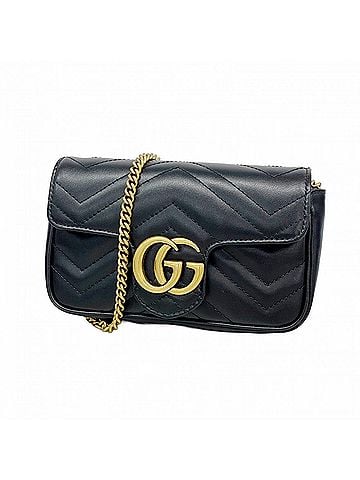 Gucci Gucci GG Marmont 476433 Leather Shoulder Wallet (Black) for Women (view 1)