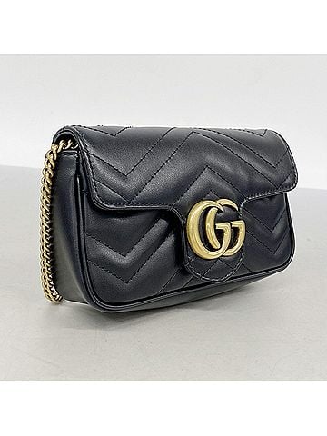 Gucci Gucci GG Marmont 476433 Leather Shoulder Wallet (Black) for Women (view 2)