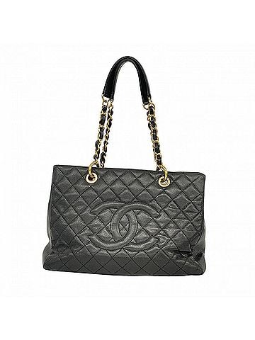 Chanel Chanel Tote Bag/Chain Tote, Matelassé Caviar Leather, Black, Women's (view 1)