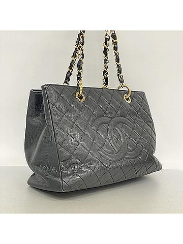 Chanel Chanel Tote Bag/Chain Tote, Matelassé Caviar Leather, Black, Women's (view 2)