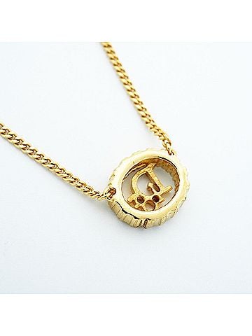 Christian Dior Christian Dior Necklace, Oval, GP Plated, Rhinestone, Gold, Women's (view 2)
