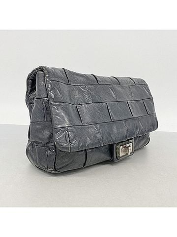 Chanel Chanel Shoulder Bag 2.55 Double Chain Leather Black Women's (view 2)