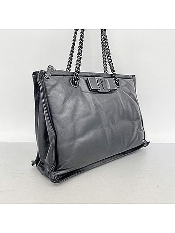 Salvatore Ferragamo Salvatore Ferragamo Vara Leather Chain Tote Bag, Black, for Women (view 2)