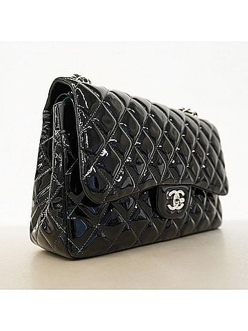 Chanel Chanel Shoulder Bag, Large Matelassé, Double Chain, Patent Leather, Black, Women's, OP004639 (view 2)