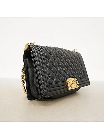Chanel Chanel Boy Chain Shoulder Bag, Caviar Leather, Black, Women's OP003174 (view 2)