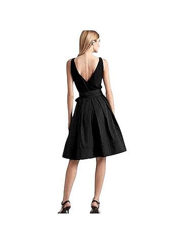 Lauren by Ralph Lauren Black Velvet Taffeta Full Skirt Back Bow Cocktail Dress (view 2)