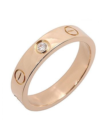 Cartier Cartier Mini Love Ring 1PD Ring, Jewelry, 18KPG (Pink Gold), Diamond, Women's, Gold Tone, Clear B4050700 (view 1)