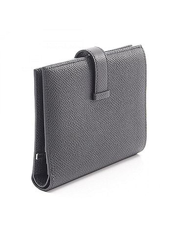 Hermès Hermes Bearn Compact Bi-fold Wallet, Leather, Veau Epsom, Black, Women's (view 2)