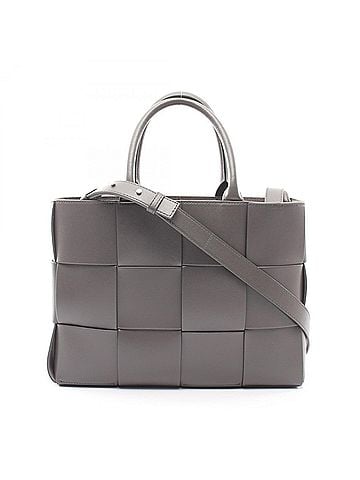 Bottega Veneta Bottega Veneta Small Arco Maxi Intrecciato 2-Way Tote Bag/Handbag, Leather, Men's, Gray, 766954 (view 1)