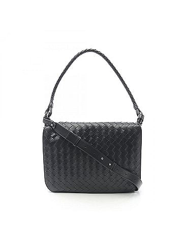 Bottega Veneta Bottega Veneta Swing Messenger Bag, Intrecciato, Shoulder Handbag, Leather, Men's, Black, 795074V2HL11208 (view 1)
