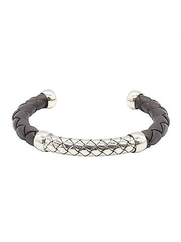 Bottega Veneta Bottega Veneta Intrecciato Bangle Leather Accessory Sterling Silver 925 Women's Brown (view 1)
