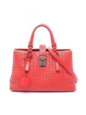 Bottega Veneta Bottega Veneta Intrecciato 2-Way Handbag, Leather, Women's, Red (view 1)