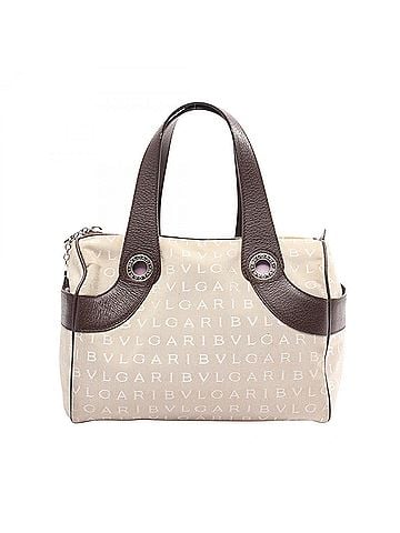 Bvlgari Bulgari BVLGARI Logomania Handbag, Canvas and Leather, Women's, Beige/Brown (view 1)