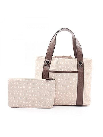 Bvlgari Bvlgari Bulgari Logomania Tote Bag/Handbag, Canvas and Leather, Women's, Beige/Brown (view 1)