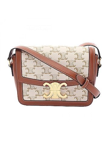 Céline Celine Teen Triomphe Shoulder Bag/Handbag, Coated Canvas and Leather, Women's, White, Beige, Brown, 188882BZ4 (view 1)
