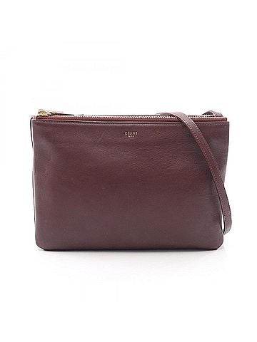 Céline Celine Trio Large Shoulder Bag/Handbag, Leather, Women's, Bordeaux (171453) (view 1)