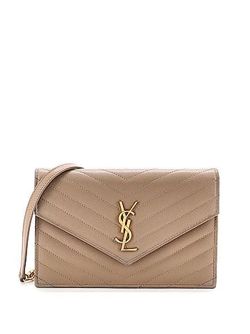 Saint Laurent Classic Monogram Wallet on Chain Matelasse Chevron Leather Small (view 1)