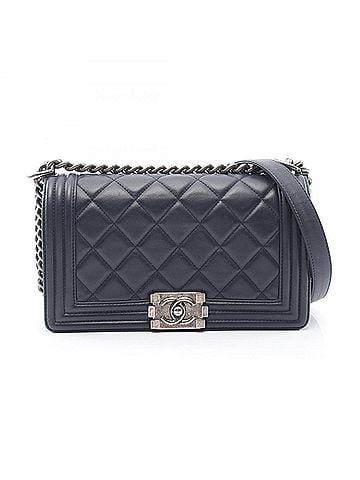 Chanel Chanel Boy Antique Silver Hardware Shoulder Bag/Handbag, Lambskin Leather, Women's, Navy Blue, A67086 (view 1)