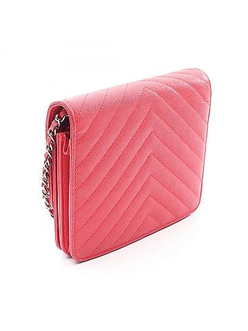 Chanel Chanel Chevron V-stitch Wallet Chain Shoulder Bag Handbag Calfskin Leather Women's Red (view 2)