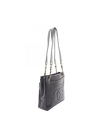 Chanel Chanel Coco Mark Tote Bag Handbag, Calfskin Leather, Women's, Black (view 2)