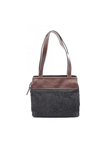 Chanel Chanel Coco Mark Tote Bag, Handbag, Denim Leather, Women's, Black/Brown (view 1)