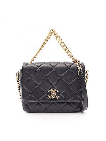 Chanel Chanel Matelassé 2-Way Shoulder Bag/Handbag, Lambskin Leather, Women's, Black (view 1)