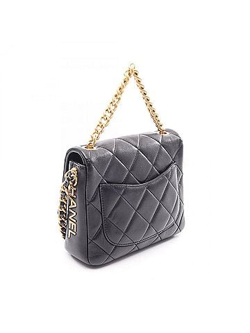 Chanel Chanel Matelassé 2-Way Shoulder Bag/Handbag, Lambskin Leather, Women's, Black (view 2)