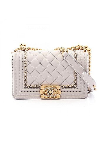 Chanel Chanel Boy Small Shoulder Bag Handbag Leather Women's Gray A67085 (view 1)