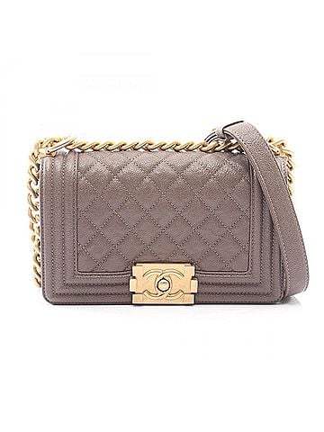 Chanel Chanel Boy Small Shoulder Bag/Handbag, Calfskin Leather, Women's, Gray, A67085 (view 1)