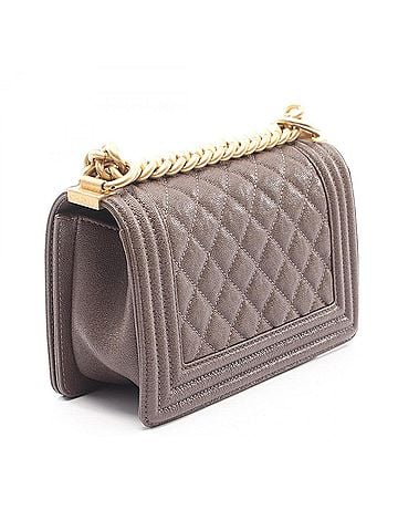 Chanel Chanel Boy Small Shoulder Bag/Handbag, Calfskin Leather, Women's, Gray, A67085 (view 2)