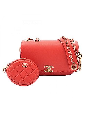 Chanel Chanel Matelassé Shoulder Bag/Handbag, Lambskin Leather, Women's, Red (view 1)