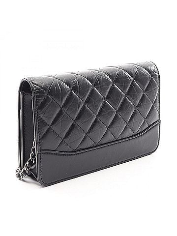 Chanel Chanel Gabrielle de Combination Hardware Shoulder Bag Handbag Shiny Calfskin Women's Black (view 2)