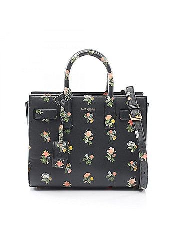 Saint Laurent Yves Saint Laurent Saint Laurent Paris Sac de Jour Nano Flower Print 2-Way Handbag, Leather, Women's, Black/Multicolor (view 1)