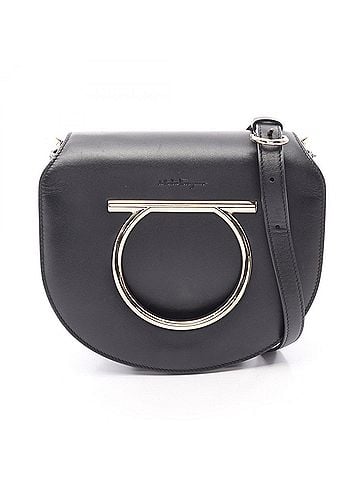 Salvatore Ferragamo Salvatore Ferragamo Gancini Shoulder Bag/Handbag, Leather, Women's, Black (view 1)