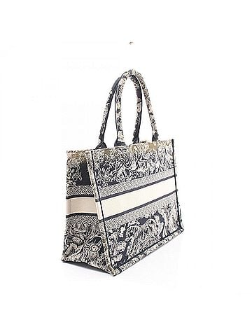 Christian Dior Christian Dior BOOK TOTE Medium Toile de Jouy Canvas Tote Bag Handbag for Women, Navy/White (view 2)