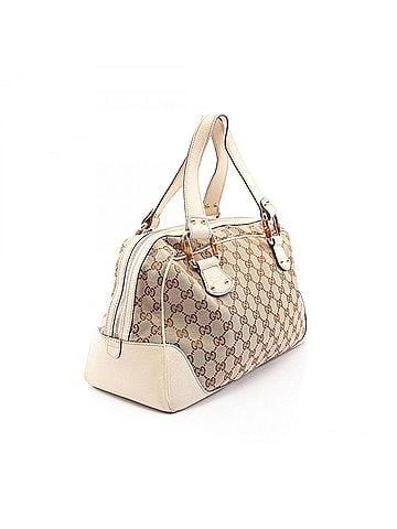 Gucci Gucci Bamboo GG Canvas Tote Bag Handbag, and Leather, Women's, Beige/Ivory, 154377 (view 2)
