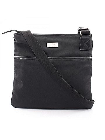 Gucci Gucci shoulder bag/handbag, leather and nylon canvas, women's, black, 141626 (view 1)