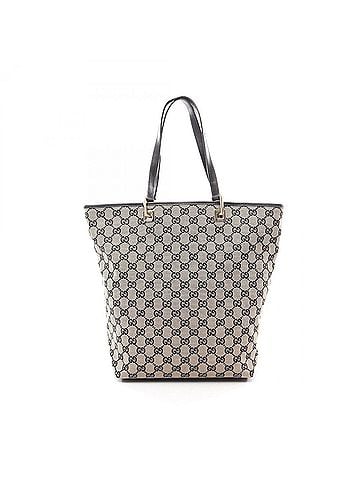 Gucci Gucci GG Canvas Tote Bag Handbag Leather Women's Beige/Black 0021098 (view 1)