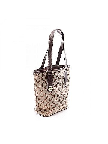 Gucci Gucci GG Canvas Tote Bag Handbag Leather Women's Beige/Brown 153361 (view 2)