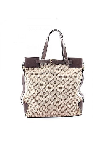 Gucci Gucci GG Canvas Tote Bag Handbag Leather Women's Beige/Brown 107756 (view 1)