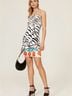 STAUD 100% Polyester Print White Black Cocktail Dress Size S - photo 5