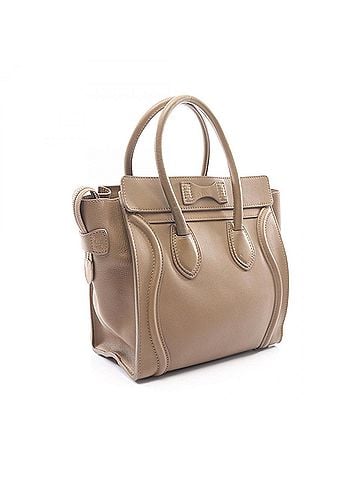 Céline Celine Luggage Micro Shopper Tote Bag Handbag Leather Women's Gray 167793 (view 2)
