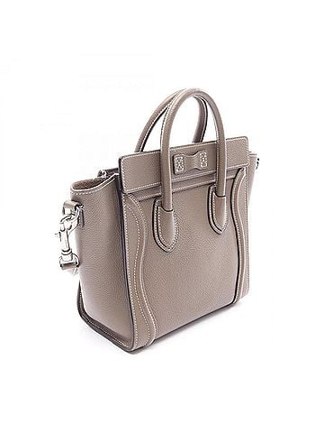 Céline Celine Luggage Nano Shopper 2-Way Handbag, Leather, Women's, Gray (189243) (view 2)