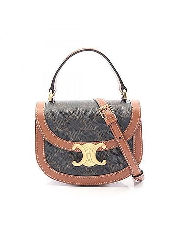 Céline Celine Mini Buzas Claire Triomphe 2-Way Handbag, Coated Canvas Leather, Women's, Black/Brown, 10K502EWU.04LU (view 1)