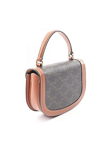 Céline Celine Mini Buzas Claire Triomphe 2-Way Handbag, Coated Canvas Leather, Women's, Black/Brown, 10K502EWU.04LU (view 2)